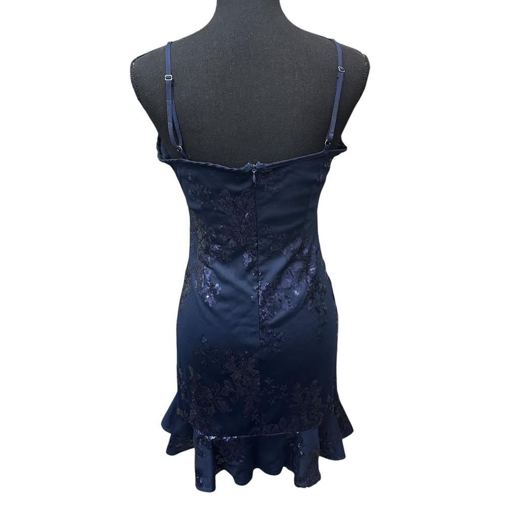 Showpo Floral Sequence Dress Women's Size 6 Ruffle Bottom Spaghetti Straps - Picture 3 of 10